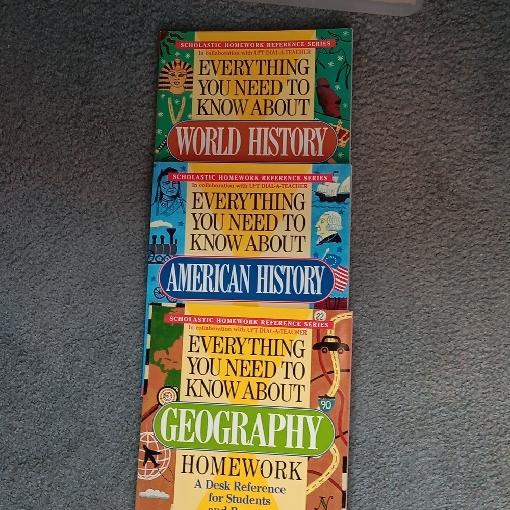 3 books on World History,  American History and Geography